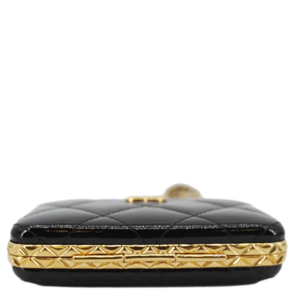 Chanel  Framed Box Mini Quilted Patent Leather Chain Clutch Bag Black - Picture 12 of 14
